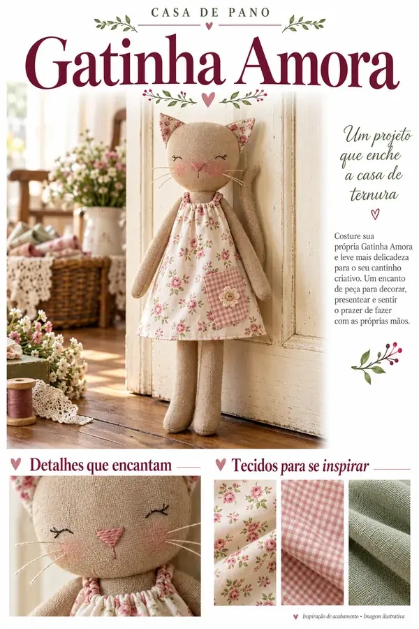 Combinações de tecido na página da gatinha